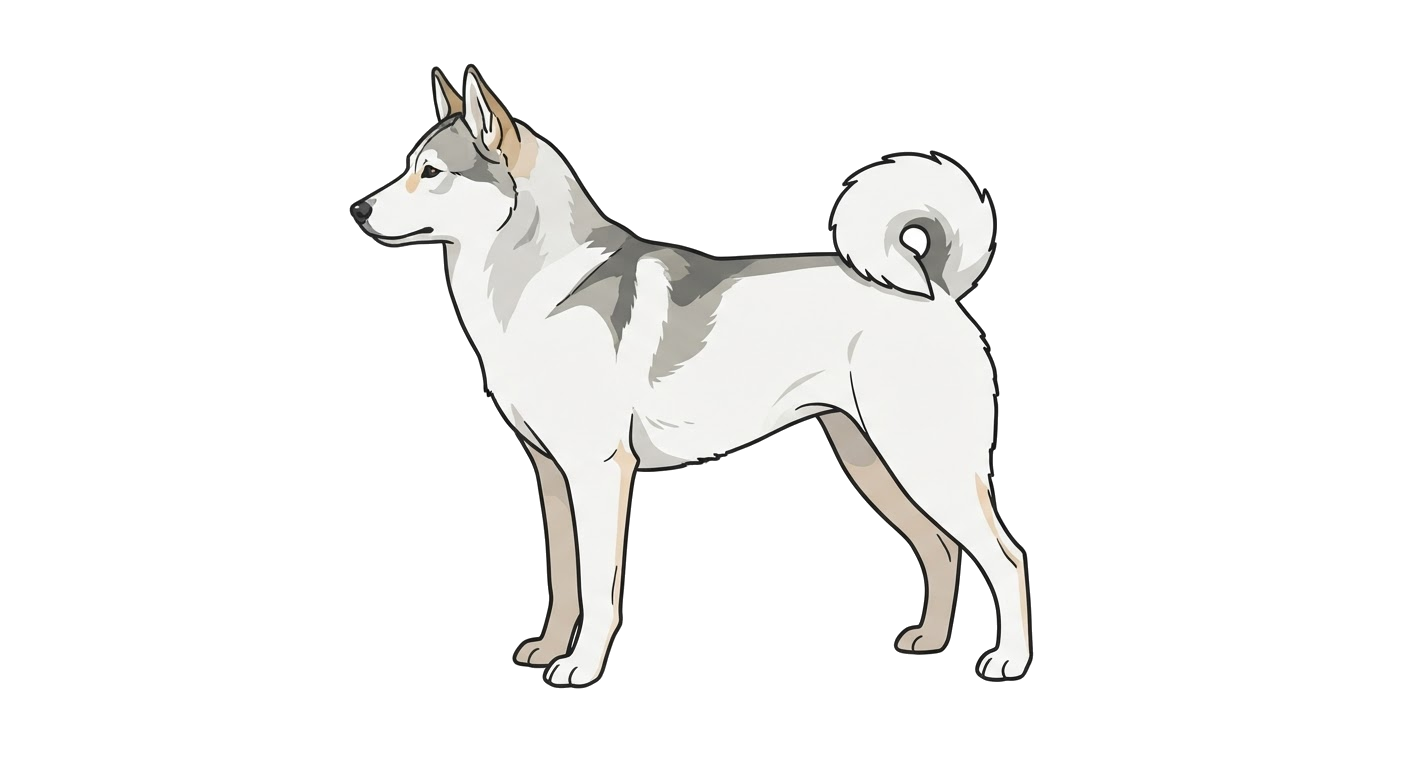 Side profile illustration of a West Siberian Laika showing the points of the breed standard
