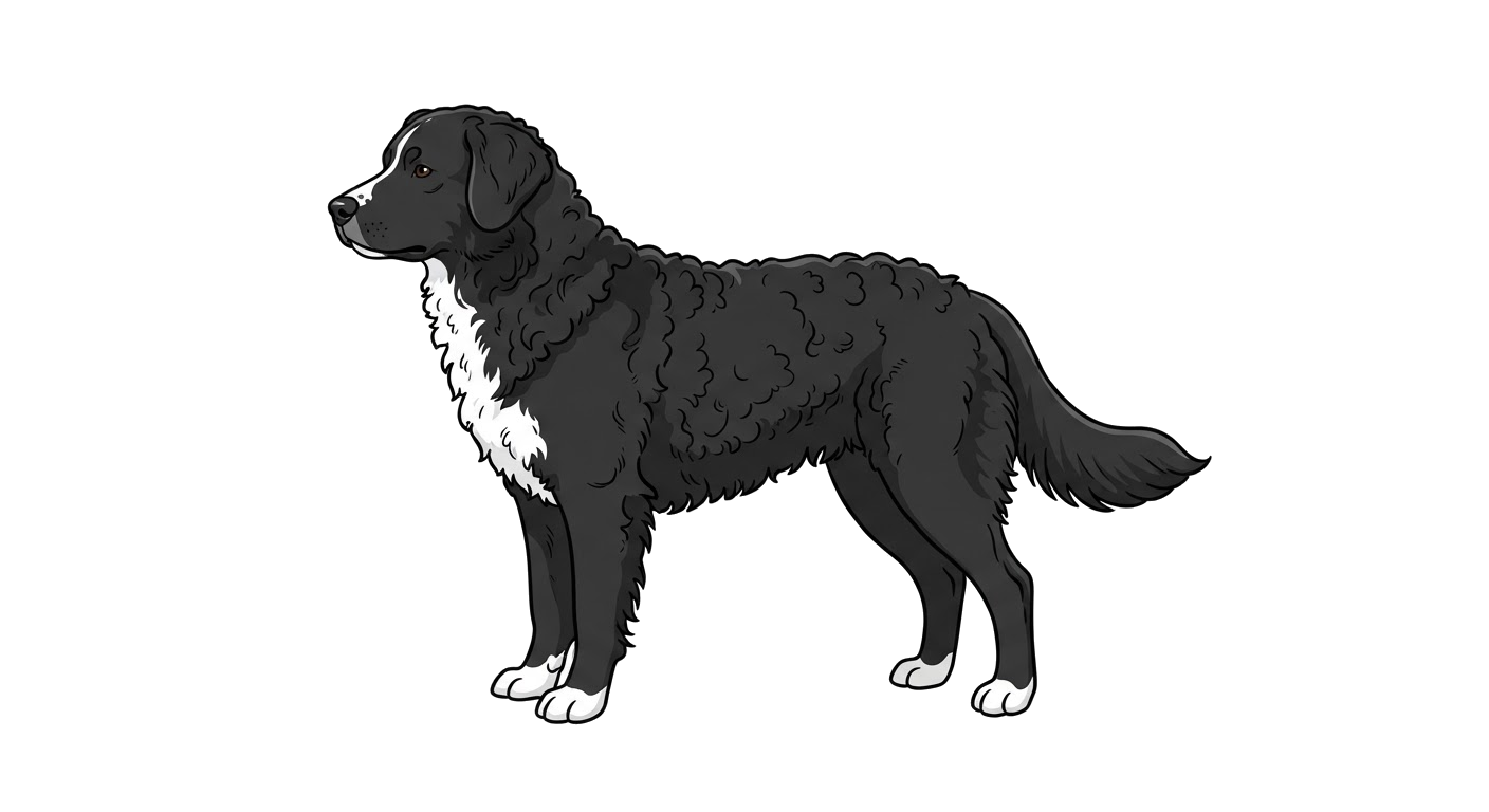 Side profile illustration of a Wetterhoun showing the points of the breed standard