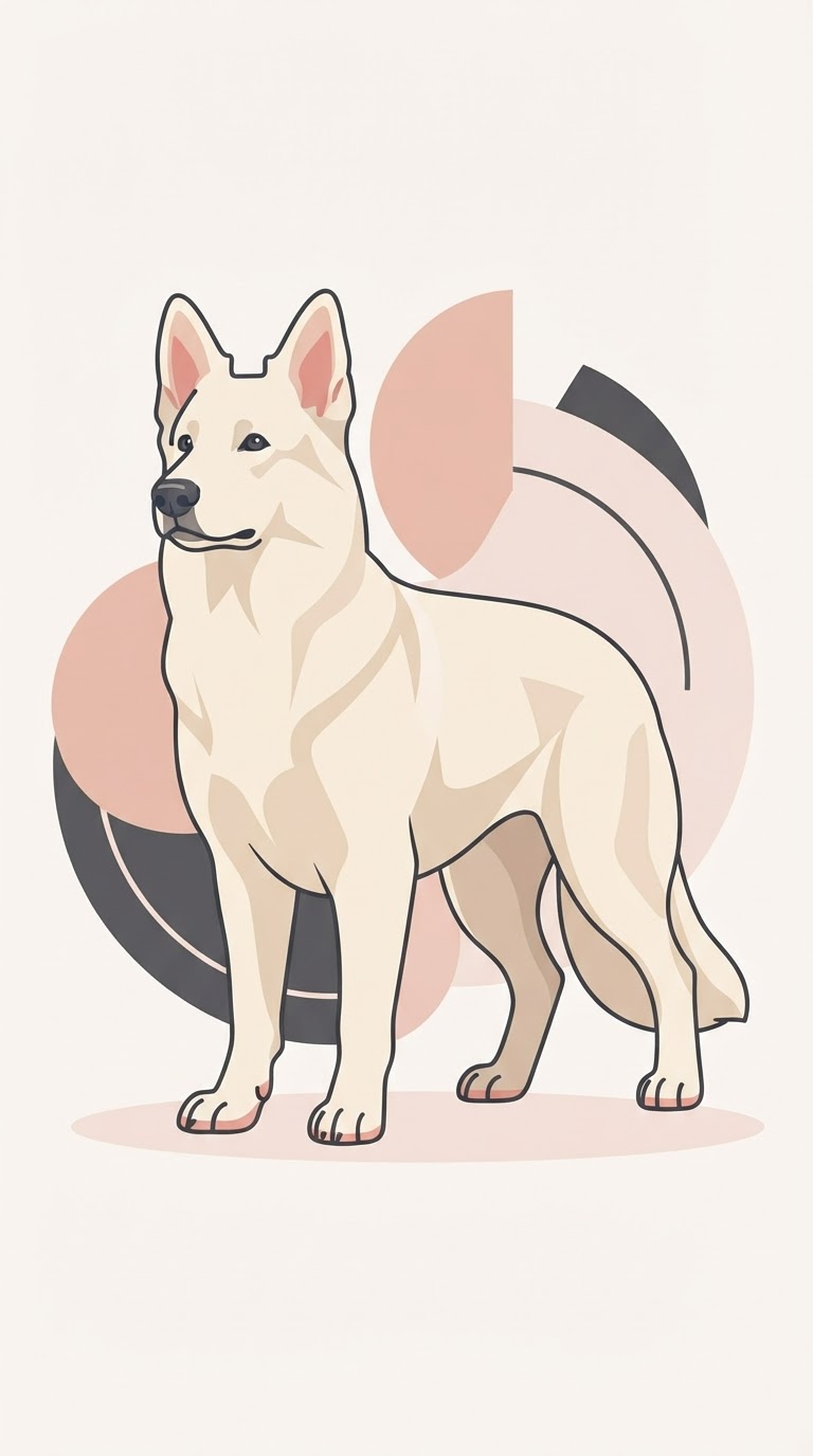 Flat vector illustration of a White Swiss Shepherd Dog