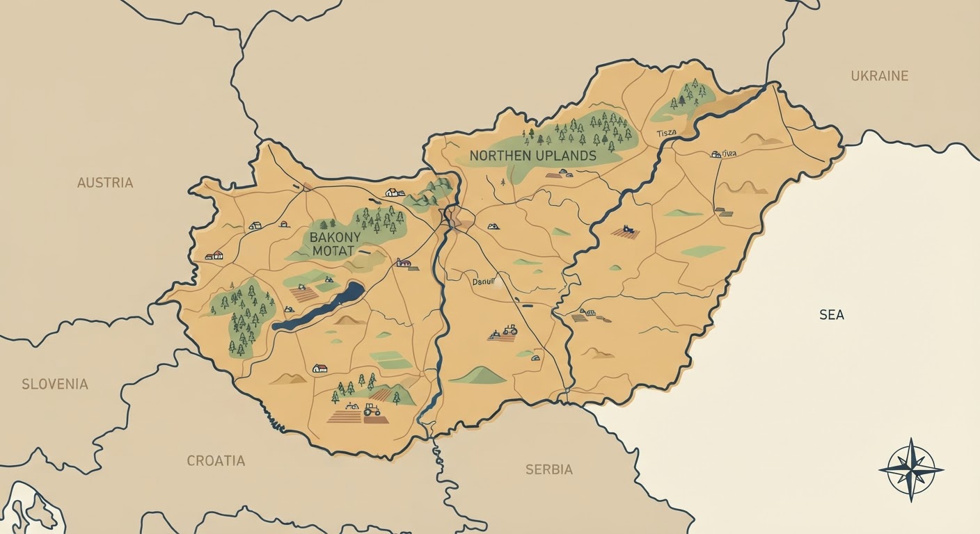 Illustrated map showing the origin of the Wirehaired Vizsla