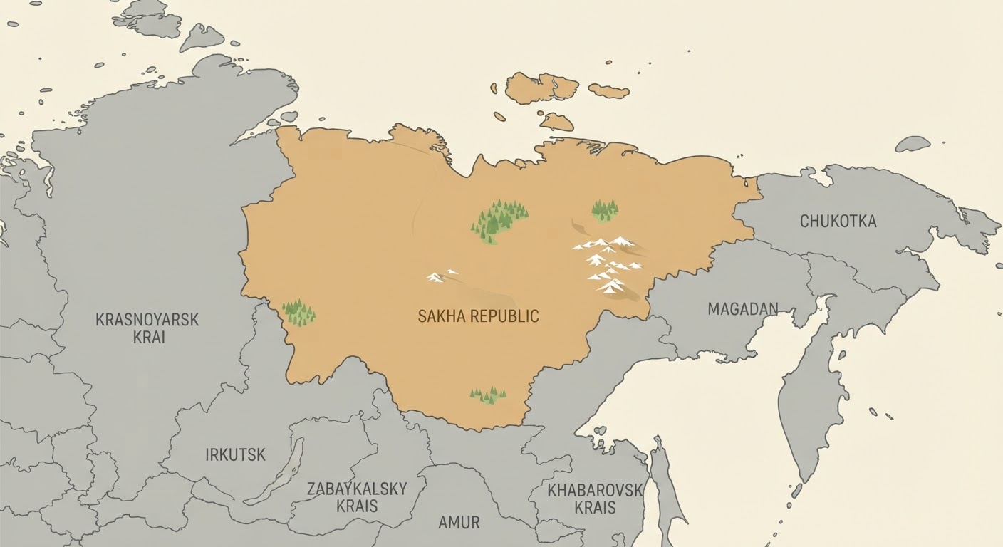 Illustrated map showing the origin of the Yakutian Laika
