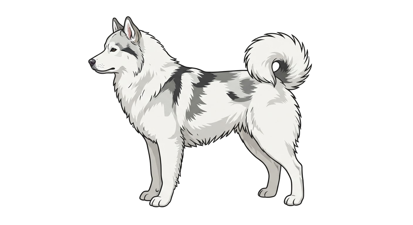 Side profile illustration of a Yakutian Laika showing the points of the breed standard
